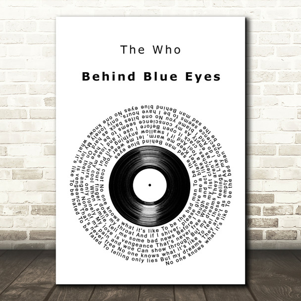 The Who Behind Blue Eyes Vinyl Record Song Lyric Art Print