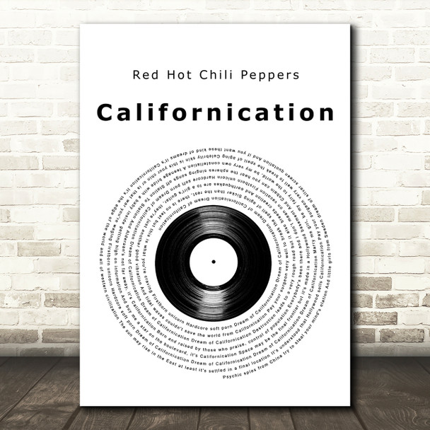 Red Hot Chili Peppers Californication Vinyl Record Song Lyric Art Print -  Red Heart Print