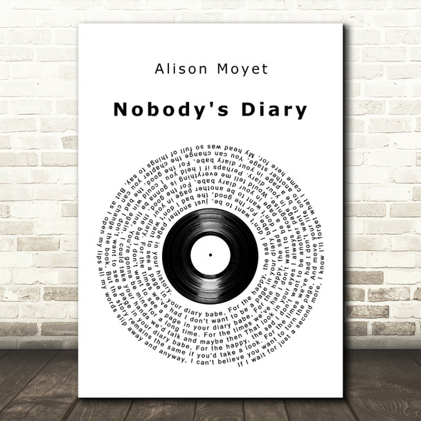 Alison Moyet Nobody's Diary Vinyl Record Song Lyric Art Print