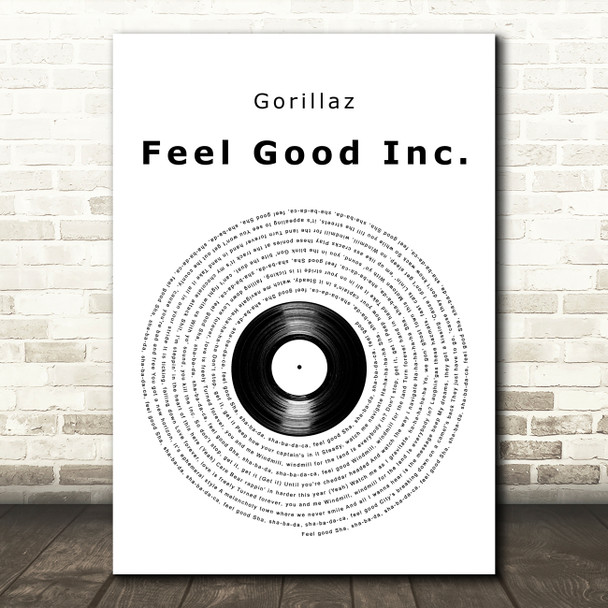 Gorillaz Feel Good Inc. Vinyl Record Song Lyric Art Print