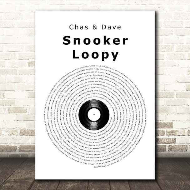 Chas & Dave Snooker Loopy Vinyl Record Song Lyric Art Print