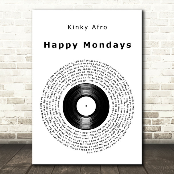 Kinky Afro Happy Mondays Vinyl Record Song Lyric Art Print