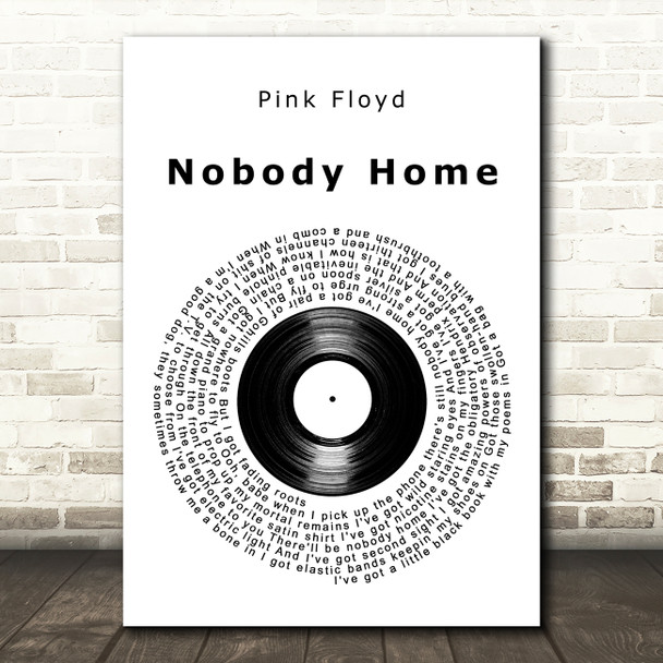 Pink Floyd Nobody Home Vinyl Record Song Lyric Art Print
