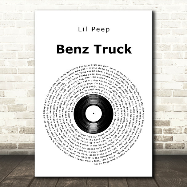 Lil Peep Benz Truck Vinyl Record Song Lyric Art Print