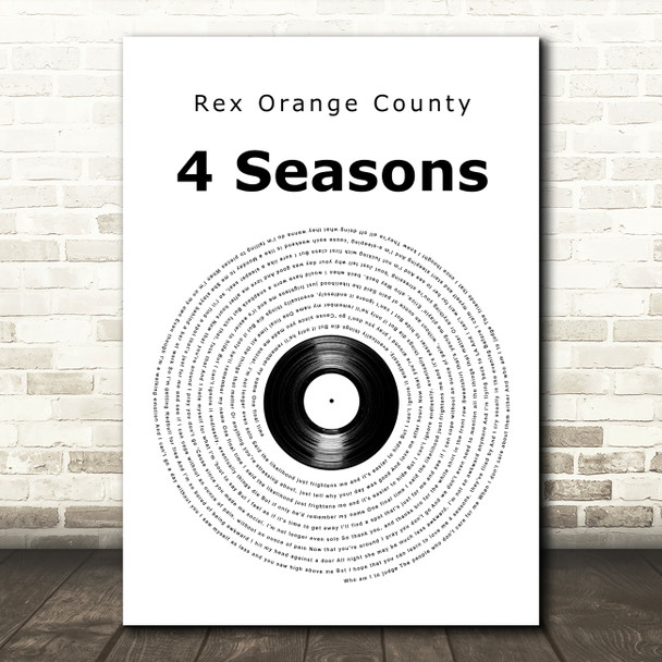 Rex Orange County 4 Seasons Vinyl Record Song Lyric Art Print