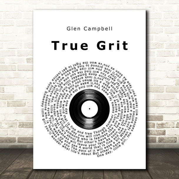 Glen Campbell True Grit Vinyl Record Song Lyric Art Print