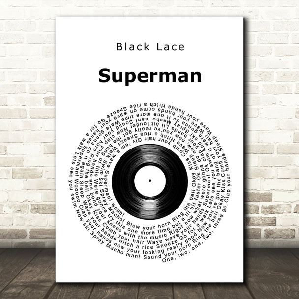 Black Lace Superman Vinyl Record Song Lyric Art Print