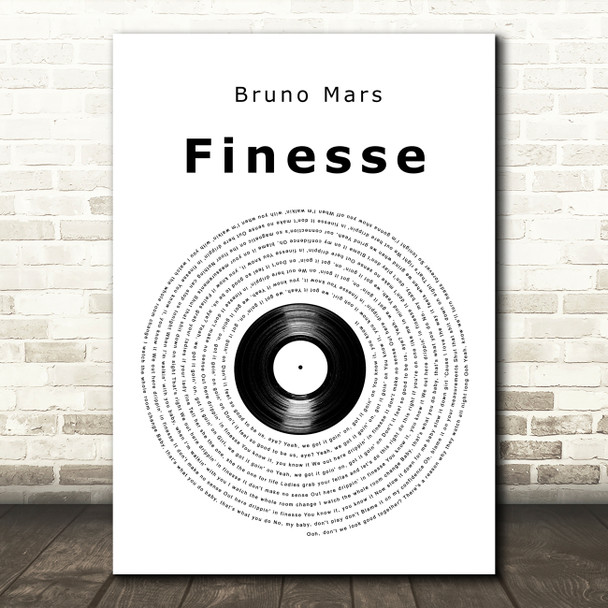 Bruno Mars Finesse Vinyl Record Song Lyric Art Print