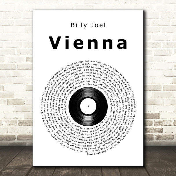 Billy Joel Vienna Vinyl Record Song Lyric Art Print