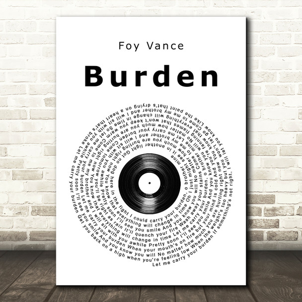 Foy Vance Burden Vinyl Record Song Lyric Art Print