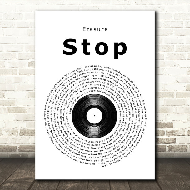 Erasure Stop Vinyl Record Song Lyric Art Print