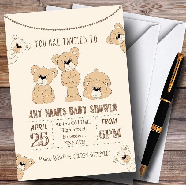 Cute Teddy Bears Invitations Baby Shower Invitations