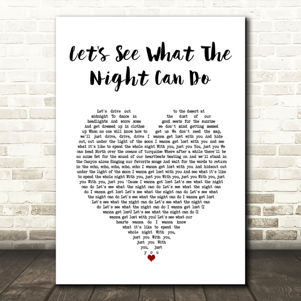 Jason Mraz Let's See What The Night Can Do White Heart Song Lyric Art Print