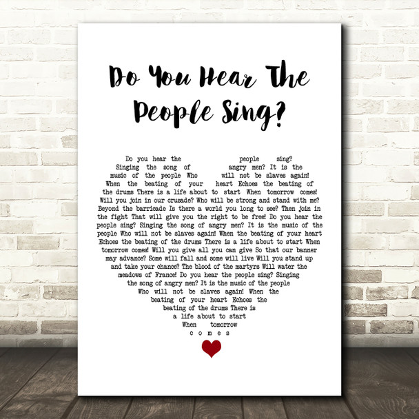 Les Miserables Cast Do You Hear The People Sing White Heart Song Lyric Art Print