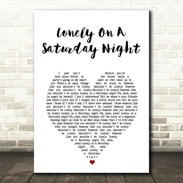 Hootie & the Blowfish Lonely On A Saturday Night White Heart Song Lyric Art Print