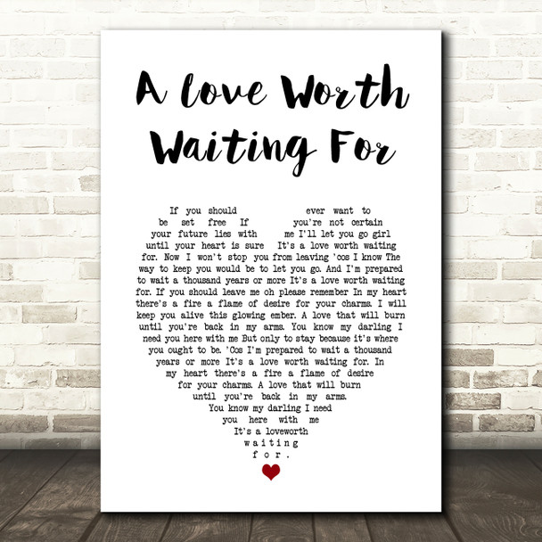 Shakin' Stevens A Love Worth Waiting For White Heart Song Lyric Art Print