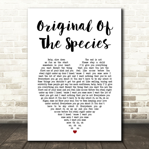 U2 Original Of The Species White Heart Song Lyric Art Print