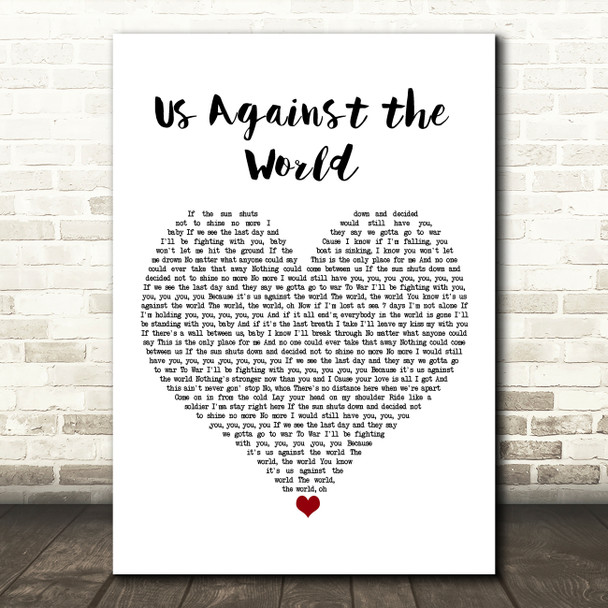 Christina Milian Us Against the World White Heart Song Lyric Art Print