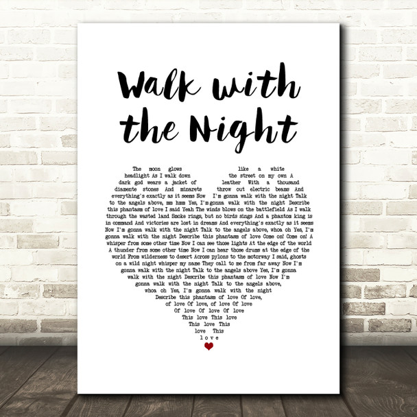 The Silencers Walk with the Night White Heart Song Lyric Art Print