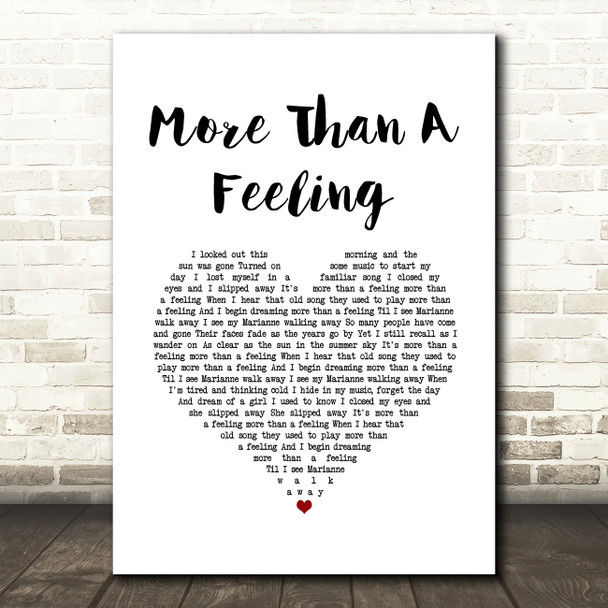 Boston More Than A Feeling White Heart Song Lyric Art Print