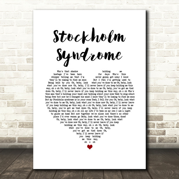 One Direction Stockholm Syndrome White Heart Song Lyric Art Print