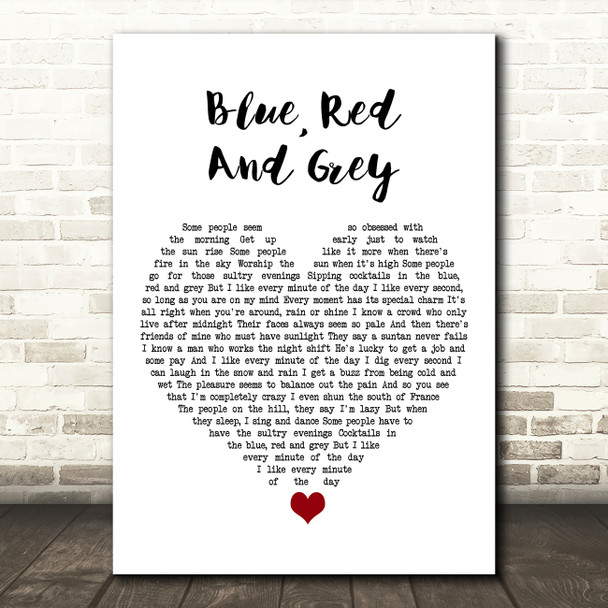 The Who Blue, Red And Grey White Heart Song Lyric Art Print