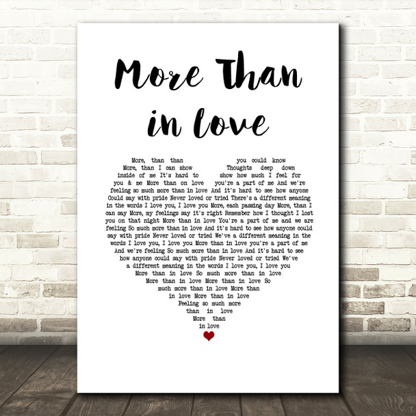 Kate Robbins More Than in Love White Heart Song Lyric Art Print