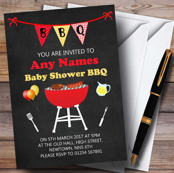 BBQ Bunting Invitations Baby Shower Invitations