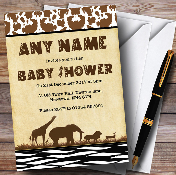 Jungle Safari Animal Print Invitations Baby Shower Invitations