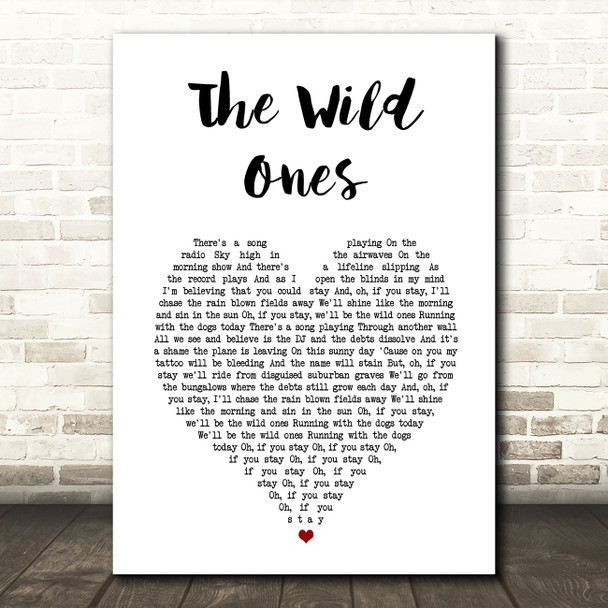 Suede The Wild Ones White Heart Song Lyric Art Print