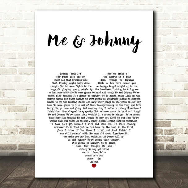 Rick Springfield Me & Johnny White Heart Song Lyric Art Print