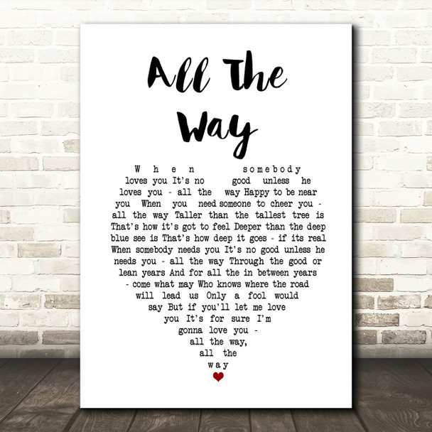 Billie Holiday All The Way White Heart Song Lyric Art Print