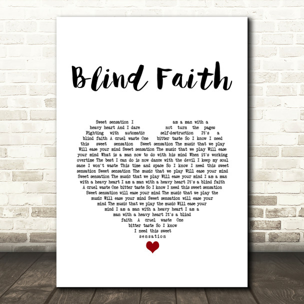 Chase & Status Blind Faith White Heart Song Lyric Art Print