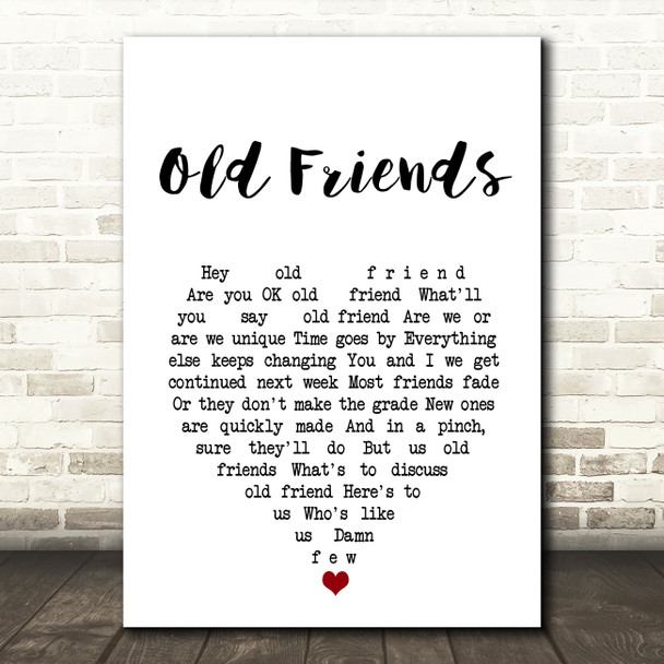 Barry Manilow Old Friends White Heart Song Lyric Art Print