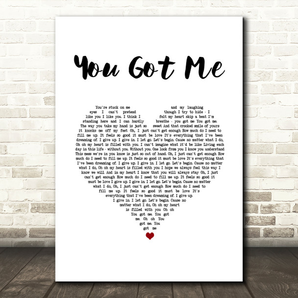 Colbie Caillat You Got Me White Heart Song Lyric Art Print