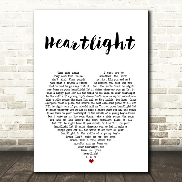 Neil Diamond Heartlight White Heart Song Lyric Art Print