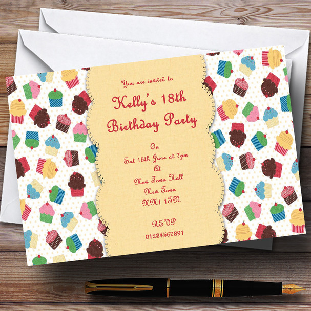 Cute Cupcakes Vintage Tea Personalized Party Invitations