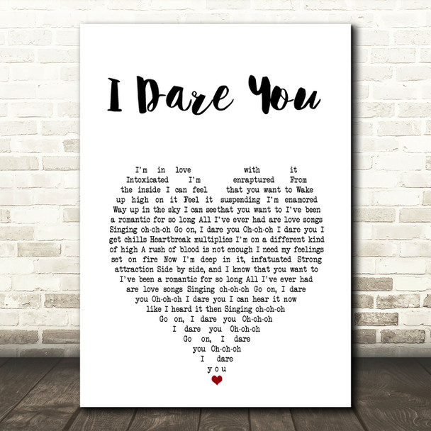 The xx I Dare You White Heart Song Lyric Art Print