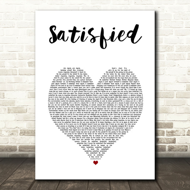 Original Broadway Cast of Hamilton Satisfied White Heart Song Lyric Art Print