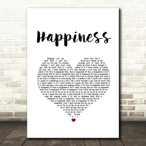 McFly Happiness White Heart Song Lyric Art Print