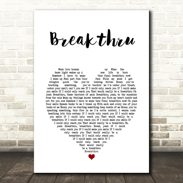 Queen Breakthru White Heart Song Lyric Art Print