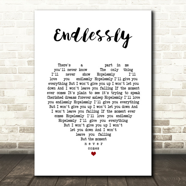 muse Endlessly White Heart Song Lyric Art Print