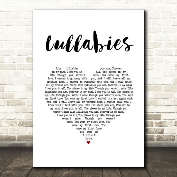 Yuna Lullabies White Heart Song Lyric Art Print