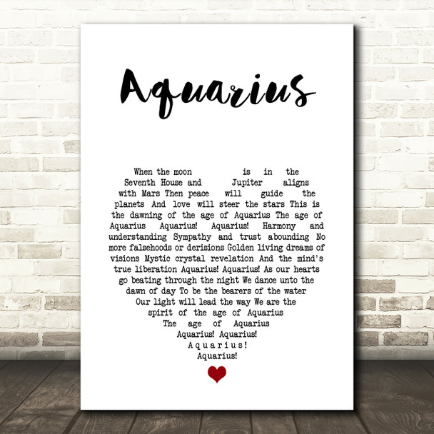 James Rado Aquarius White Heart Song Lyric Art Print