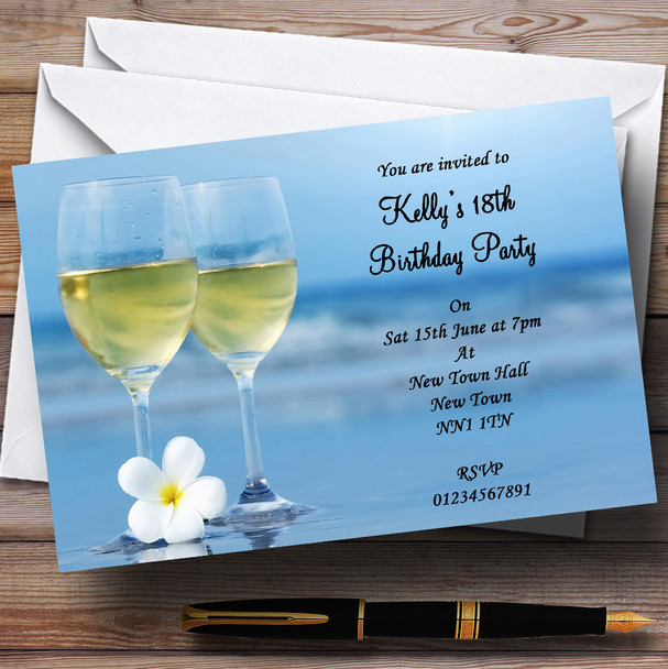 Wine On The Beach Personalized Party Invitations