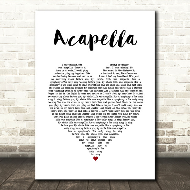 Kelis Acapella White Heart Song Lyric Art Print