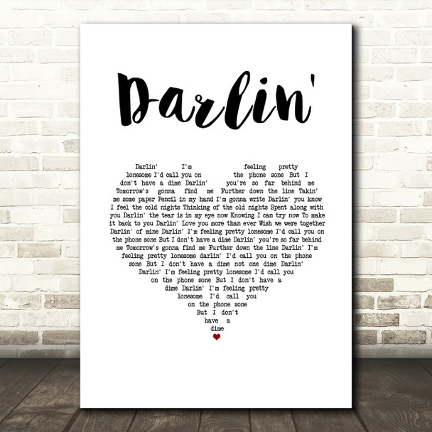 Frankie Miller Darlin' White Heart Song Lyric Art Print