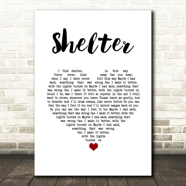 The xx Shelter White Heart Song Lyric Art Print
