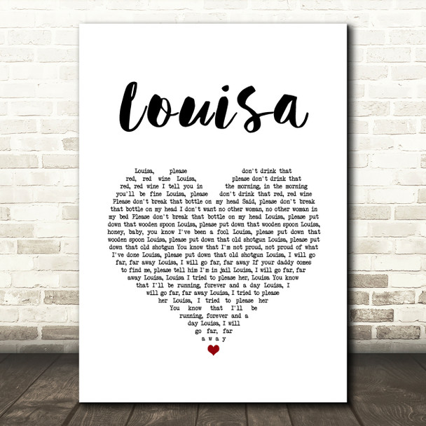 The Teskey Brothers Louisa White Heart Song Lyric Art Print