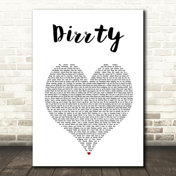 Christina Aguilera Dirrty White Heart Song Lyric Art Print